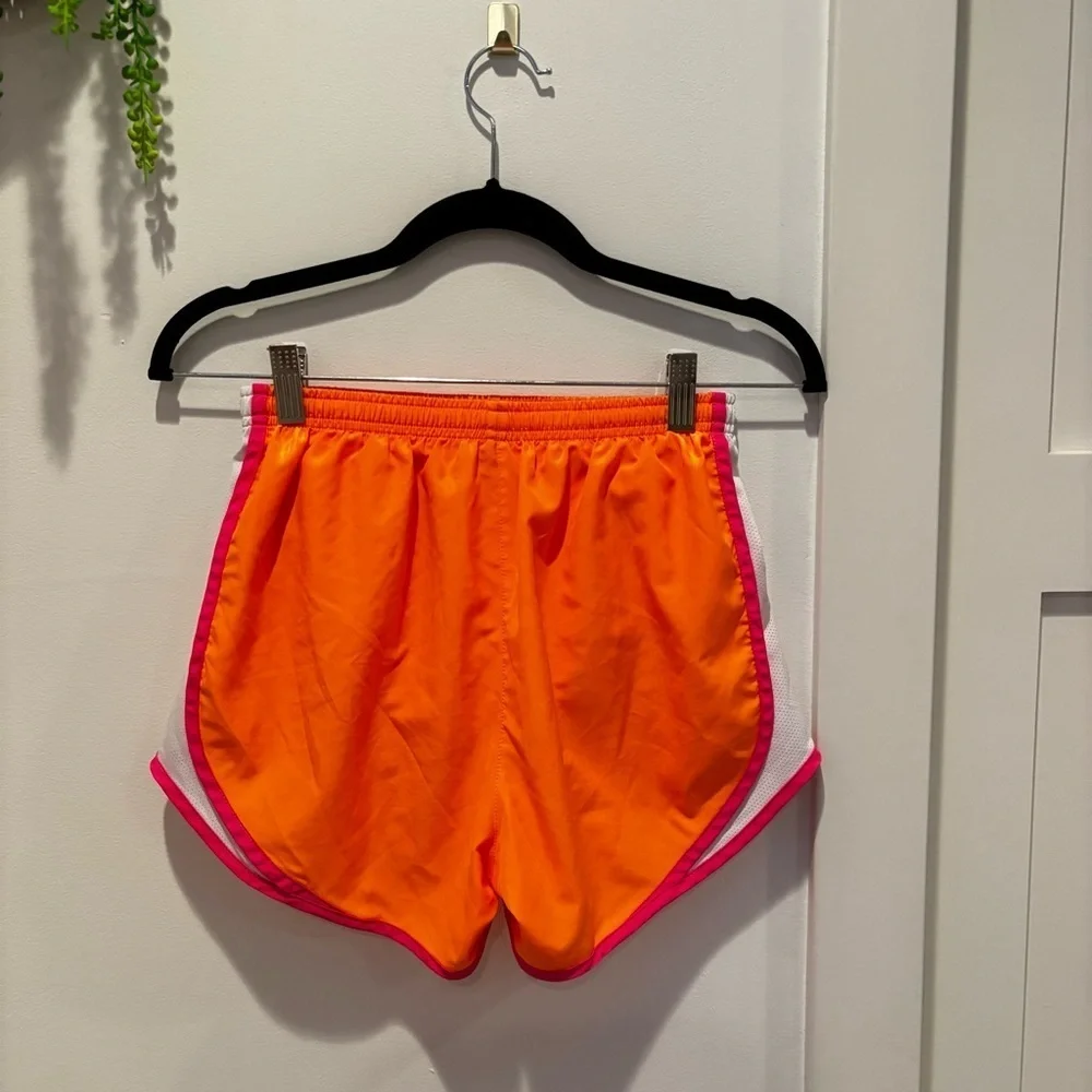 Nike Dri-Fit Women's Running Shorts Neon Orange Pink Lined Size XS 3